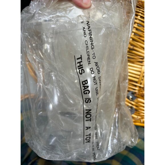 Wicker Picnic Basket With Strap & Plaid Lining - Picture 3 of 9